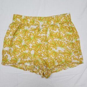 zara yellow floral shorts